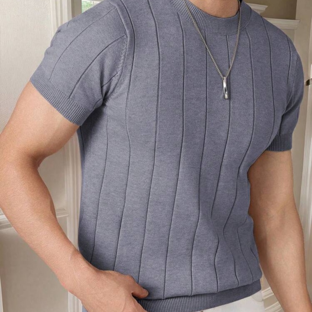 Manfinity Homme Men's Solid Color Crew Neck Short Sleeve Knitted Top